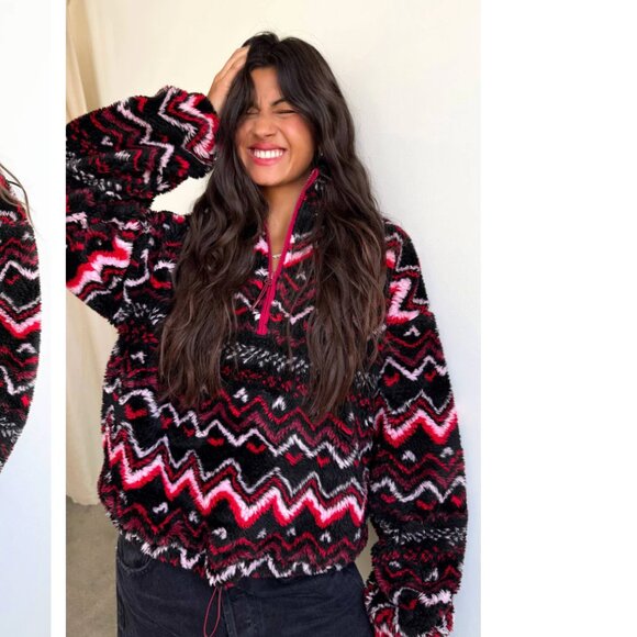 Anthropologie x Beach Riot Leona Slopes Sherpa Quarter-Zip Pullover Size M NWOT - Picture 2 of 15